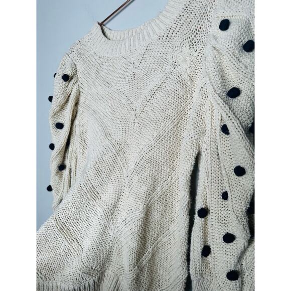 MARIE OLIVER Bridget Knit Bauble Detail Gathered Sleeves 100% Cotton Sweater S - Picture 14 of 14